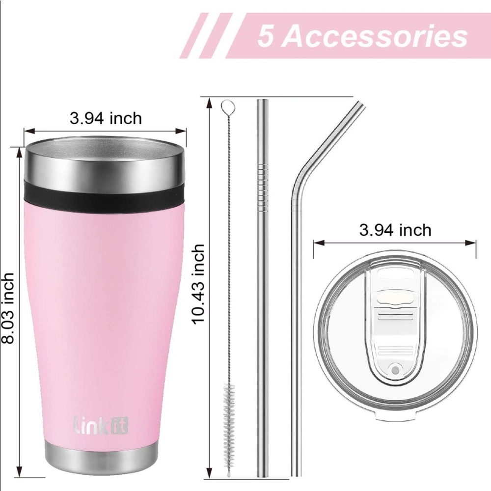 PINK 20OZ Tumbler with Straws